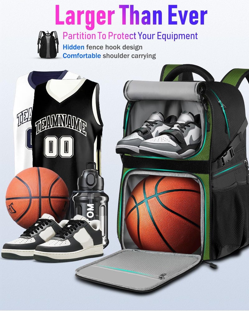 LOINTET Basketball Bag Backpack with Ball Holder Shoes Compartment, Large Basketball Accessories Sports Bag - Image 3